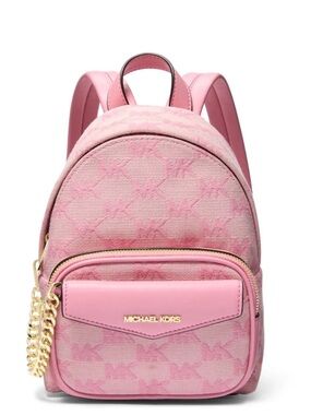 Michael Kors Pink MK Logo Mini Backpack with Gold Hardware